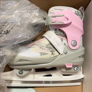 DBX Girls' Adjustable Skates Pink and Gray Ice Skates Medium Size 1-5 NEW